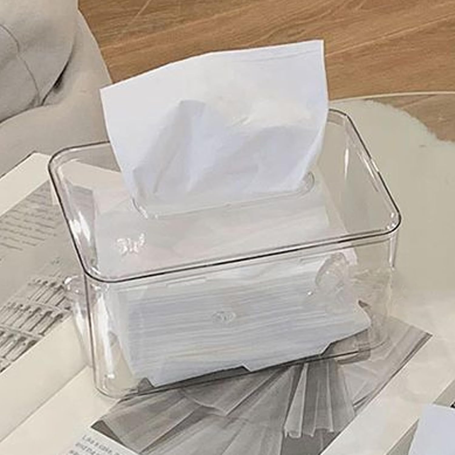 Tissue Box Holder, Transparent, PET Material, 7.8-11.6oz image 4