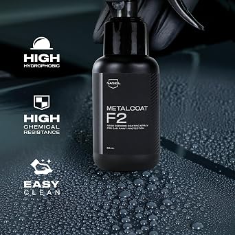 Nasiol MetalCoat F2 Hydrophobic Ceramic Coating Spray Kit for Car Paint, Rims & Exterior Plastics Easy Nano Ceramic Spray & Buff Application, High Gloss Finish 1.69 oz