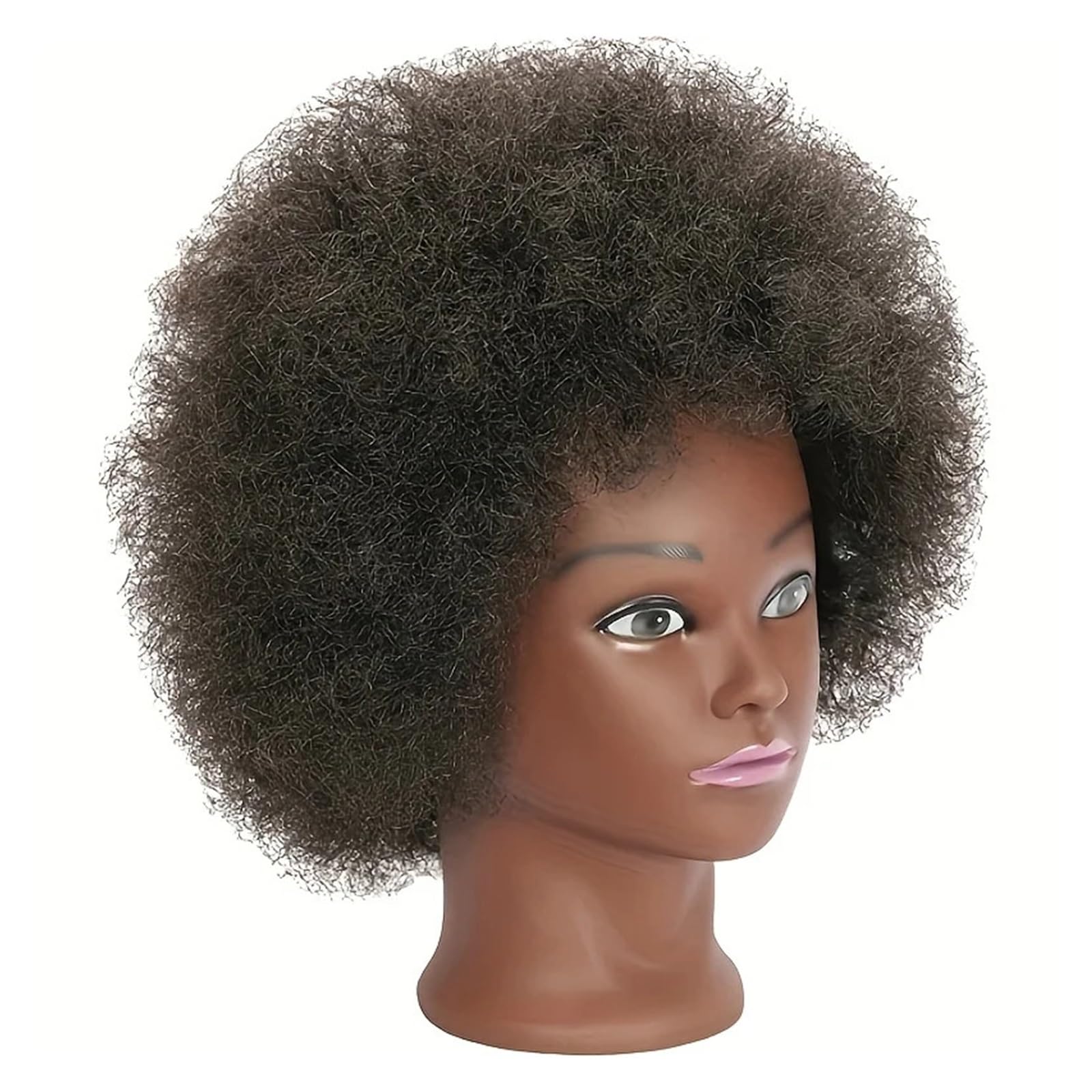 African mannequin head with 100% human hair, curly beauty with display stand practice braiding styling