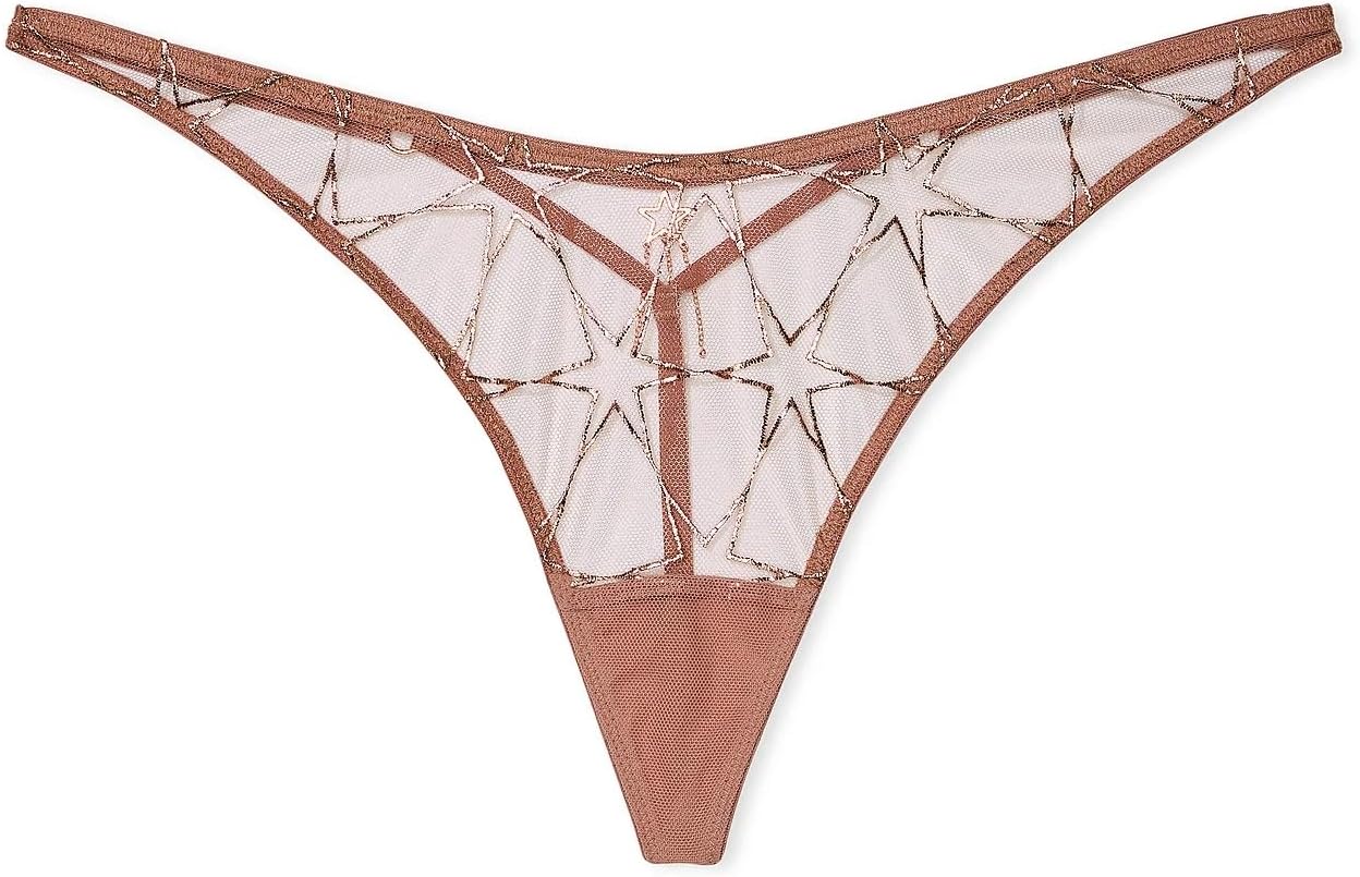 Victoria's Secret Very Sexy Stardust Embroidery High-Leg V-String Panty Color Gold New - Image 3