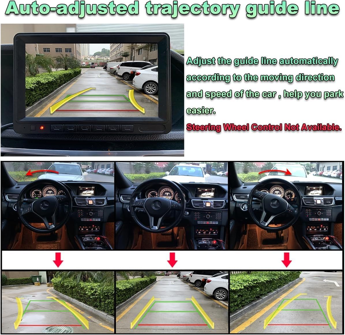 Camara Marcha Atrás Coche 1080P AHD/CVBS Cámara Visión Trasera/Lateral Visión Nocturna, Camara Aparcamiento Coche Rotar 360°, Gran Angular 170°, para Auto Furgoneta Camion Universal 12V-24V