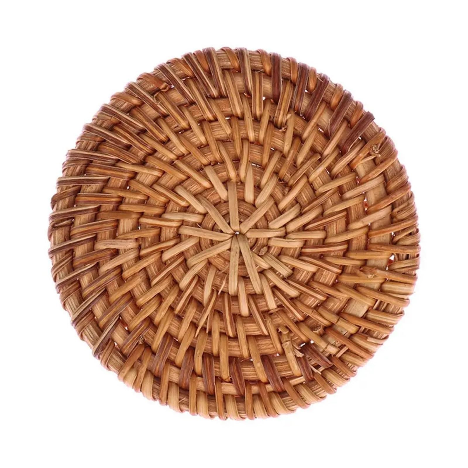 6 Pcs Round Insulation Handmade Bowl Pad Cup Mats Table Padding Rattan Coasters For Drinks Home(13cm)
