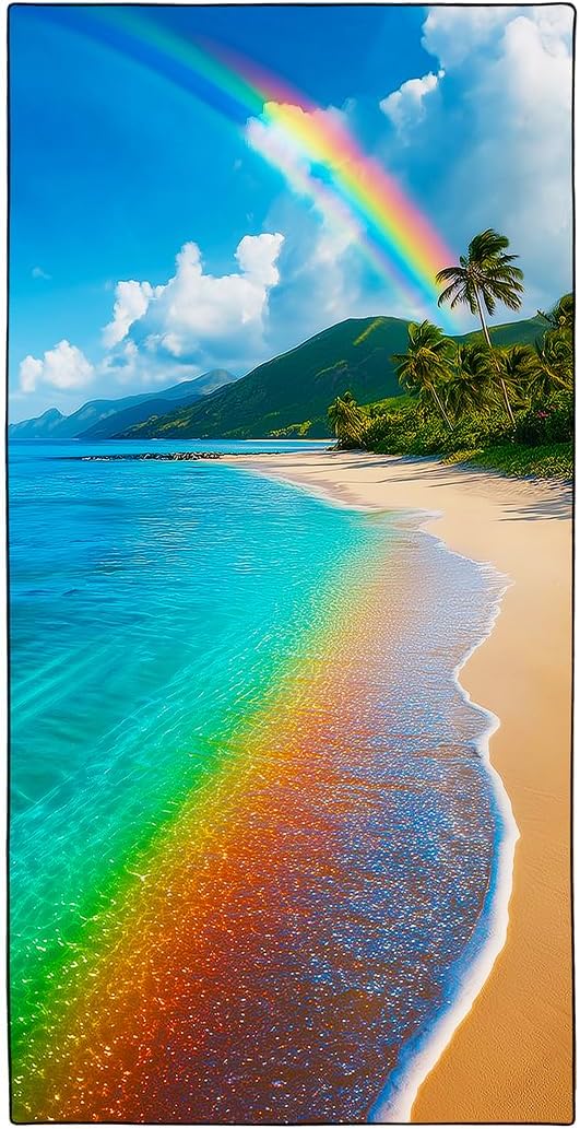 Coastal Shells Starfish Beach Towel, 36"x72" Sand Free Quick Dry Thin Microfiber Towel for Cruise Pool Travel