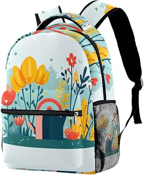 حقيبة ظهر متينة للطلاب للفتيات المراهقات والأولاد، حقيبة كتف Hello Spring 1 للرجال والنساء