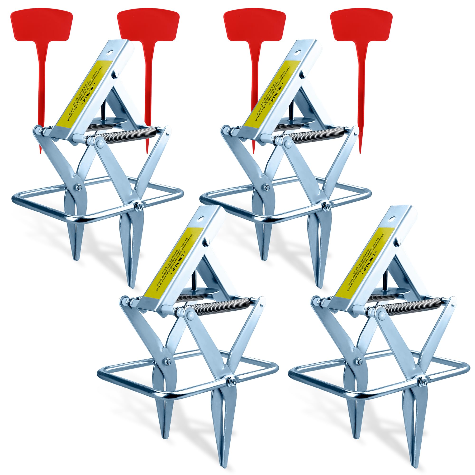 Photo 1 of Metal Mole Trap with Spring-Loaded Mechanism, Mole Trap Killer, mole Traps That Kill Best,4-Pack Red Markers