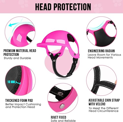 Miniatura 9 de SlowTon Casco y gafas para perro grande, protección UV, gafas de sol para perros, sombrero de mascotas, cascos de motocicleta con agujeros para las