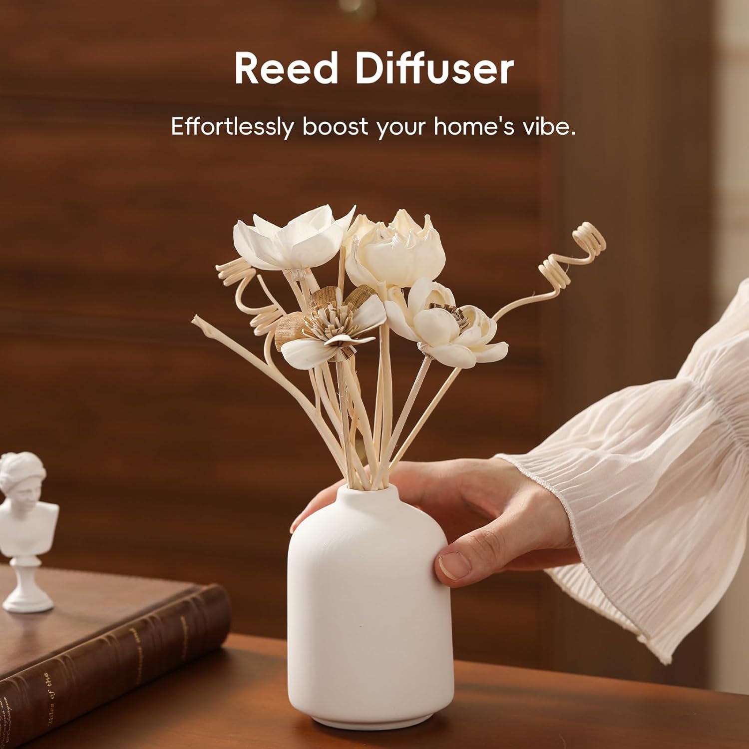 Reed Diffuser Sticks, Reed Diffuser Sticks Flowers, Reed Diffusers Set for Bathroom, Reeds Diffuser for Home, Bedroom Decor, Office,12Pcs, Natural Flower