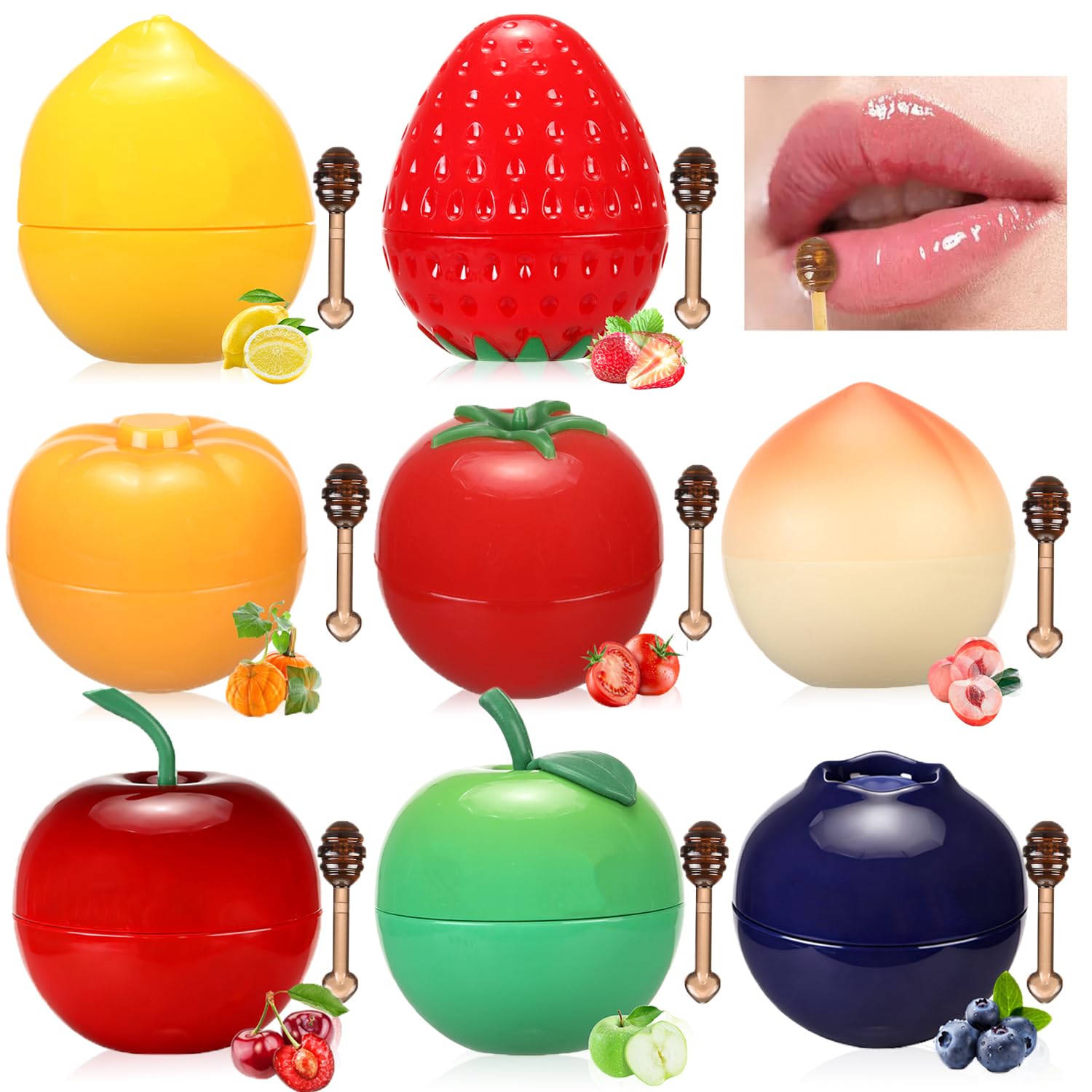 8 PCS Bee Lip Balm Fruit Pot,Stocking Stuffers Honey Lip Balm Lip Mask,Propolis Moisturizing Lip Sleeping Mask Christmas Gift for Women,Hydrating Prevention Dry and Cracked Lip Scrubs Exfoliator 8 PCS Bee Lip Balm Fruit Pot,Stocking Stuffers Honey Lip Balm Lip Mask,Propolis Moisturizing Lip Sleeping Mask Christmas Gift for Women,Hydrating Prevention Dry and Cracked Lip Scrubs Exfoliator