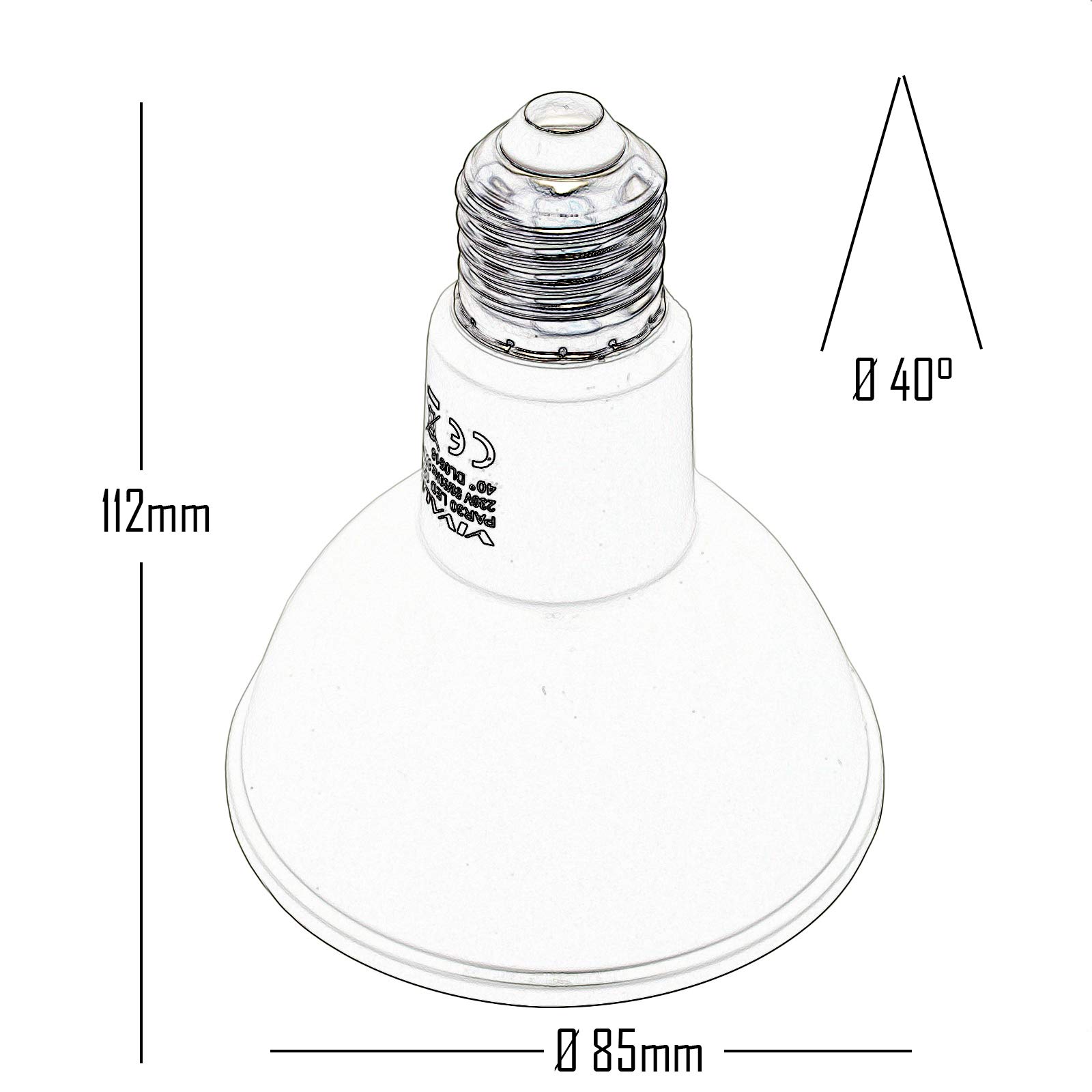 Spot piétinable encastrable sol lampe LED E27 PAR30 12 W lumière ciblée SPOT 40° jardin IP65 trou 165 mm éclairage extérieur arbres plantes piliers (lumière 4000 K)