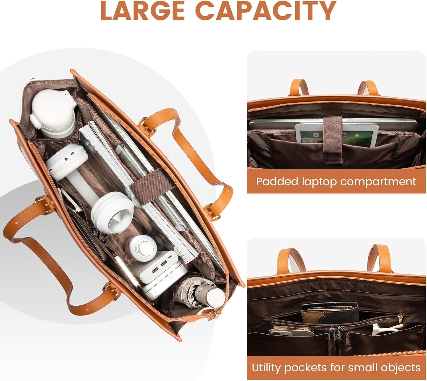 LOVEVOOK Laptop Bag for Women 15.6 inch Canvas Laptop Tote Bag, Large Capacity Work Bag with Clutch Purse, Computer Bag Office Business Briefcase, Casual Handbag for Travel College Teacher School - Image 4