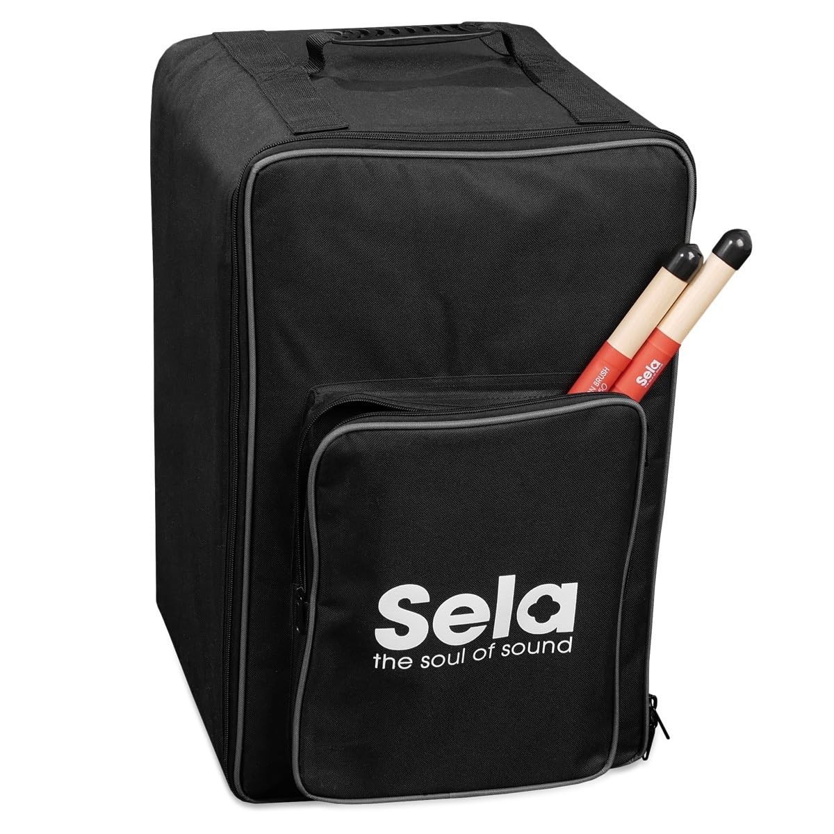 Sela SE 090 Standardowy plecak Cajon/plecak/torba z wyściełanymi paskami na ramię, czarny
