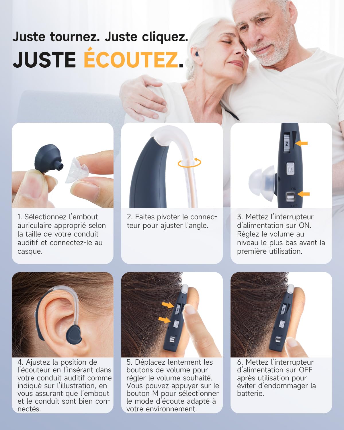 Britzgo Dispositif de réduction de bruit intelligent, autonomie longue durée, amplificateur de son portable,design contour d'oreille