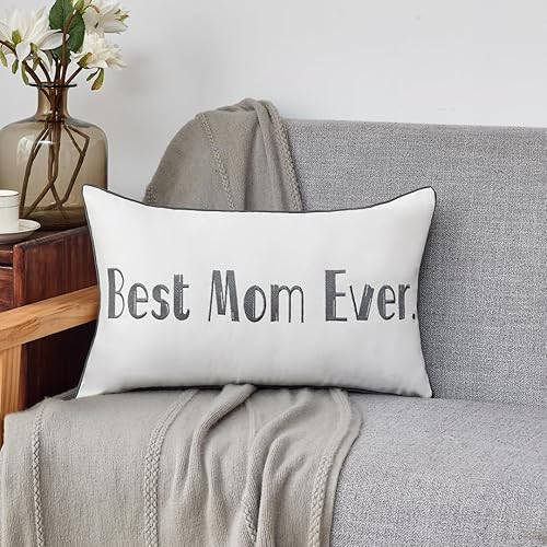 Sunkifover Regalos para mamá en el día de la madre, regalos de cumpleaños para madres de hijo e hija, funda de almohada lumbar de 12 x 20 pulgadas.