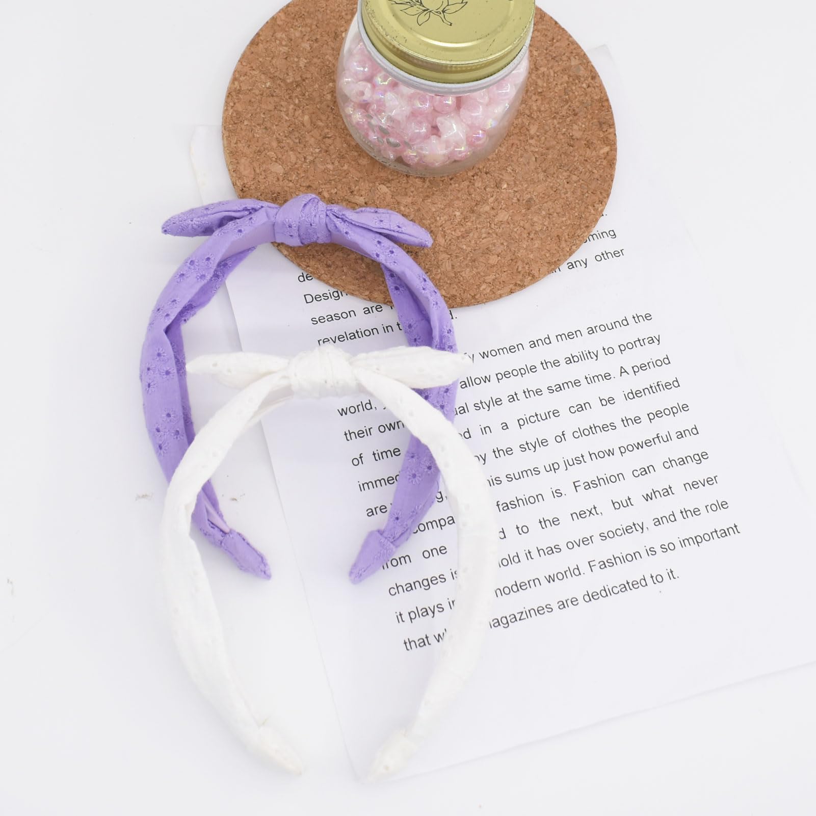 Diademas de lazo para niñas y niños, diadema fina con lazo, accesorios para el cabello, diadema anudada a la moda, antideslizante, para niños pequeños (morado/blanco, 2 unidades)