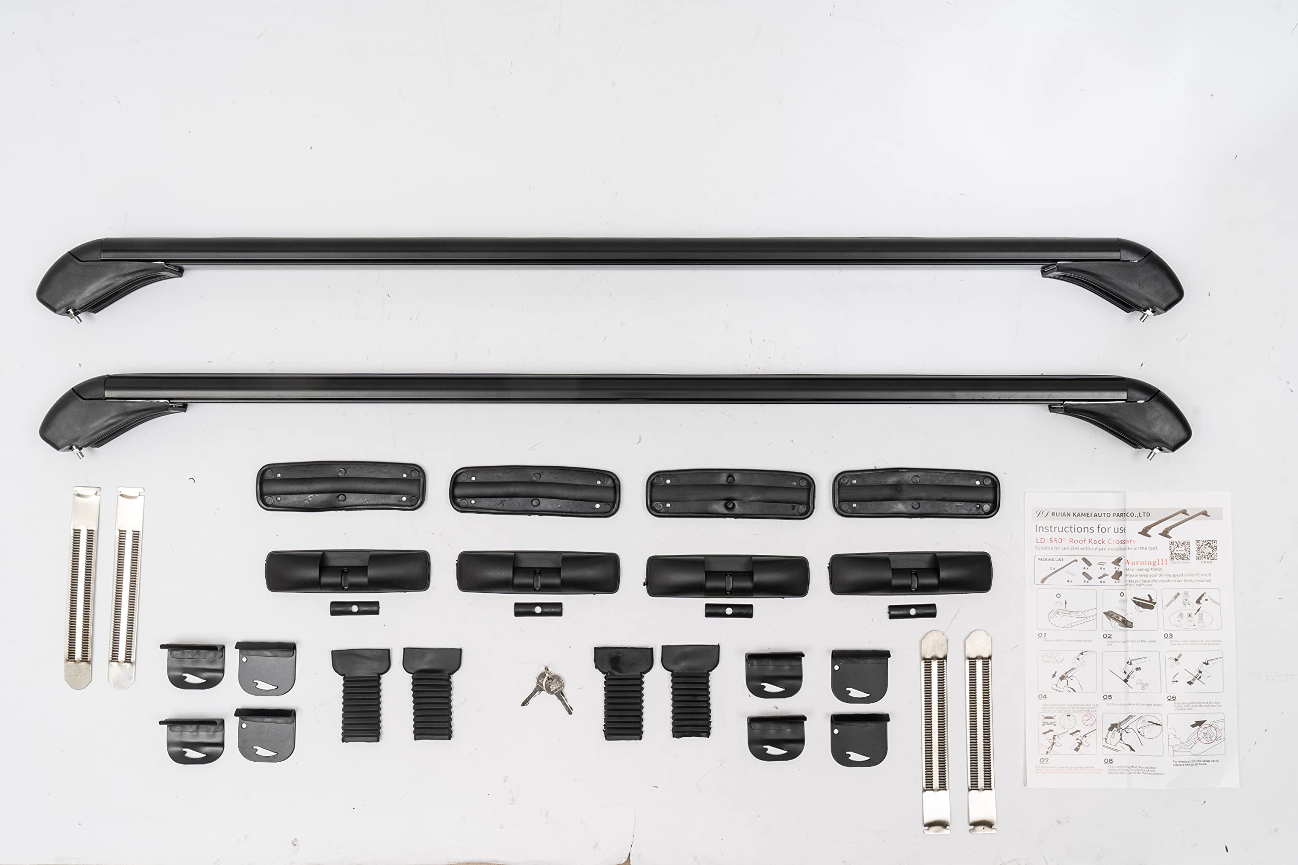 Lot de 2 barres de toit universelles en aluminium avec serrures pour porte-vélos, SUP, kayak, coffre de toit, camping et aventures en plein air, jusqu'à 75 kg