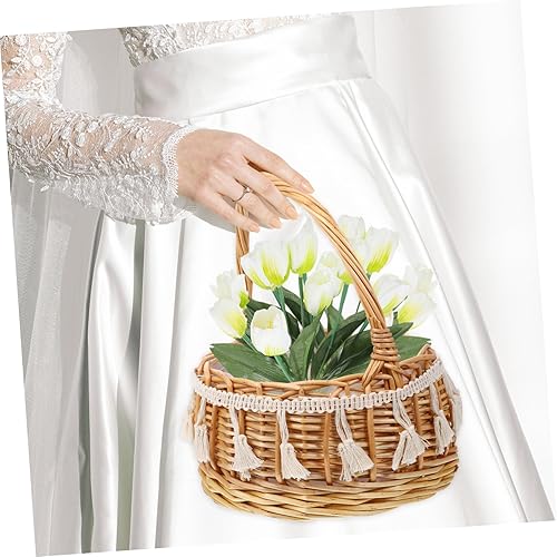 Miniatura 2 de Cabilock 3 piezas de flores de sauce decoración de ratán pequeñas cestas de madera cesta de huevo de Pascua cesta de mimbre hecha a mano maceta