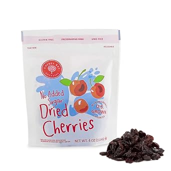 Cherry Bay Orchards - Dried Unsweetened Montmorency Tart Cherries - No Added Sugar - 4oz Bag -100% Domestic, All Natural, Kosher Certified, Gluten Free, and GMO Free - Packed in a Resealable Pouch