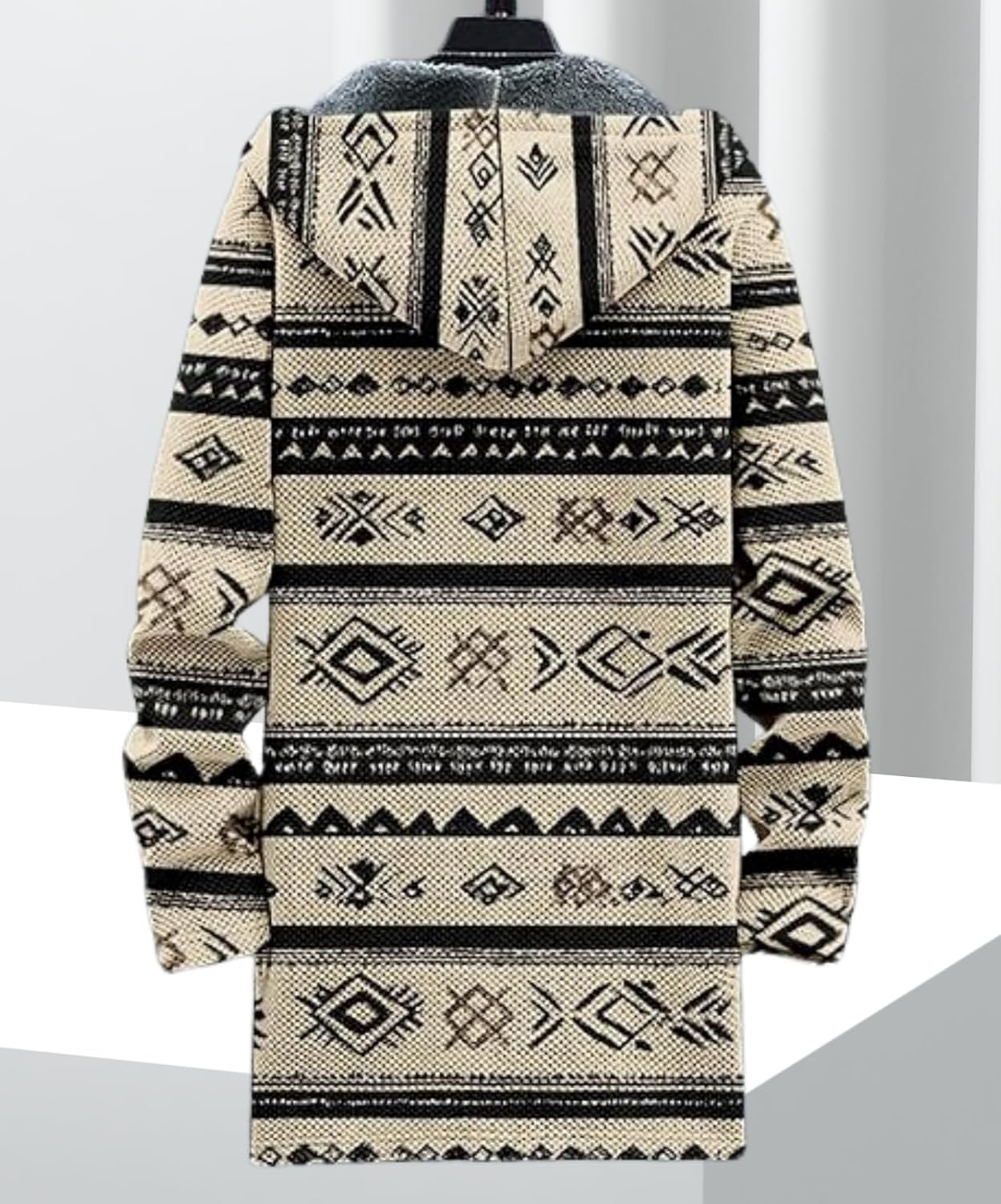 Men's Hooded Sweater Coat Knit Fleece Lined Long Cardigan Jacket with Zip Front Pocket Vintage Casual Zip Up - Image 3