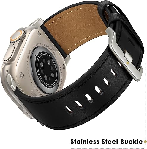 Vista 2 de UUPWPOKT Correa de cuero compatible con Apple Watch Ultra 3/2/1 Band de 1.929 in, 1.811 in, 1.772 in, 1.732 in, 1.654 in, correa de cuero genuino