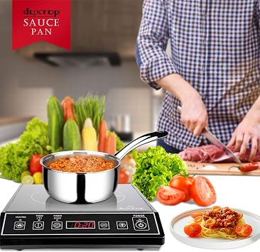 Duxtop Tri-Ply Stainless Steel Saucepan with Lid, 1.6 Qt Induction Pot