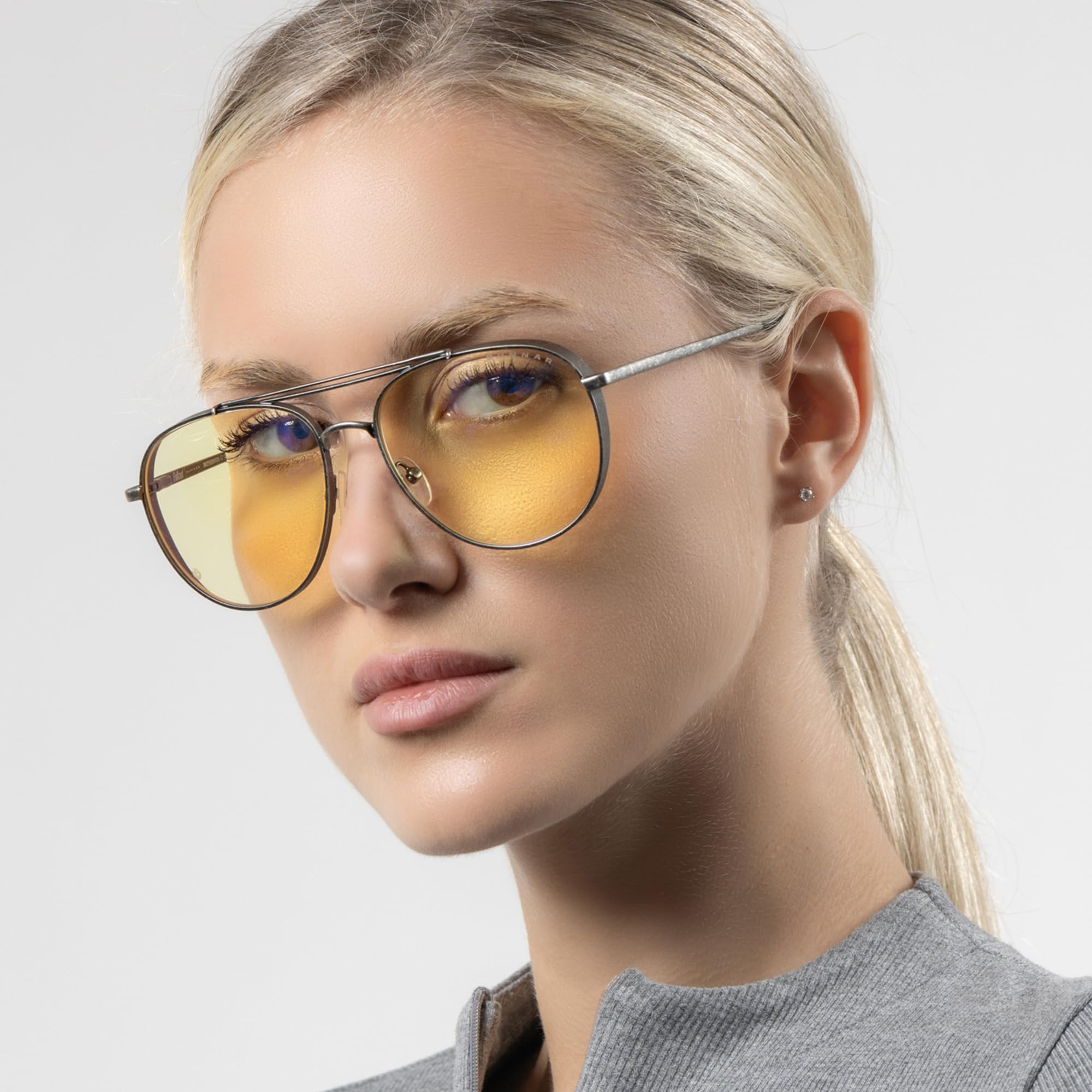 Gunnar x Fallout Brille - Brotherhood of Steel - Amber/Sun Shift | Computer-/Gaming-Brille - Fallout Brotherhood of Steel - Gunmetal - Amber/Sun Shift - 65–90 % Blaulicht