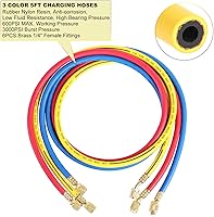 Vista 5 de JIFETOR Juego de manómetros de colector de CA de 3 vías, herramienta de carga de refrigerante de diagnóstico HVAC para automóvil y hogar