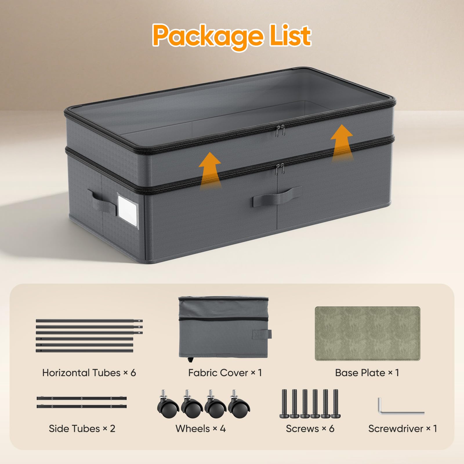 Contenitore sotto il letto con ruote, confezione da 2 contenitori scalabili sotto il letto con coperchi, organizer per scarpe sotto il letto, cassetti per vestiti, scarpe, giocattoli, ecc