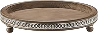 KULEDM Handmade 12 Inch Wooden Beaded Decorative Tray - Round Rustic Boho Coffee Table Centerpiece for Farmhouse Living Room Entryway
