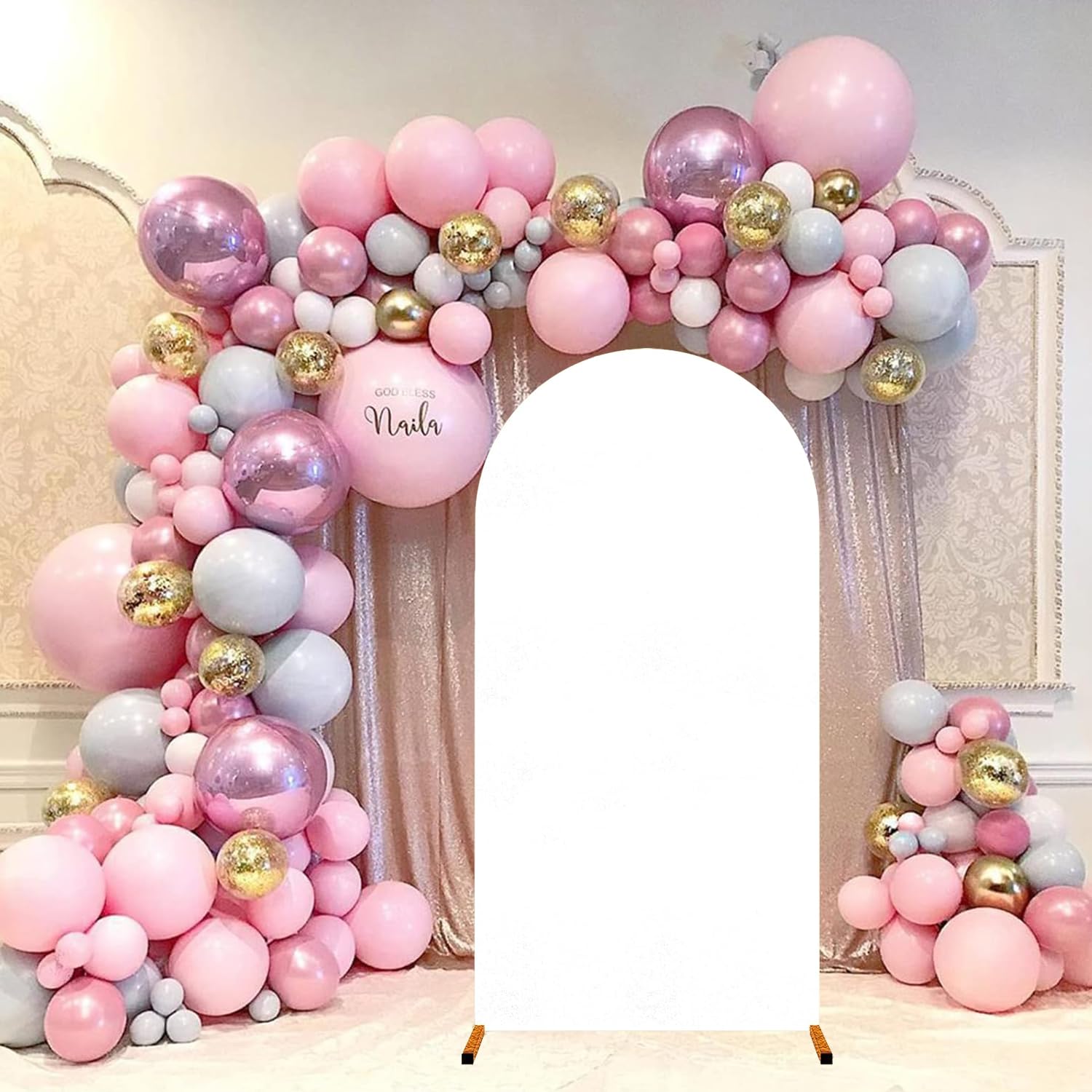 Wedding Arch Cover Backdrop,Spandex Fitted Arch Cover for Round Top Chiara Backdrop Stand Covers for Wedding Party Baby Shower Birthday Decoration(Arch frame not included)