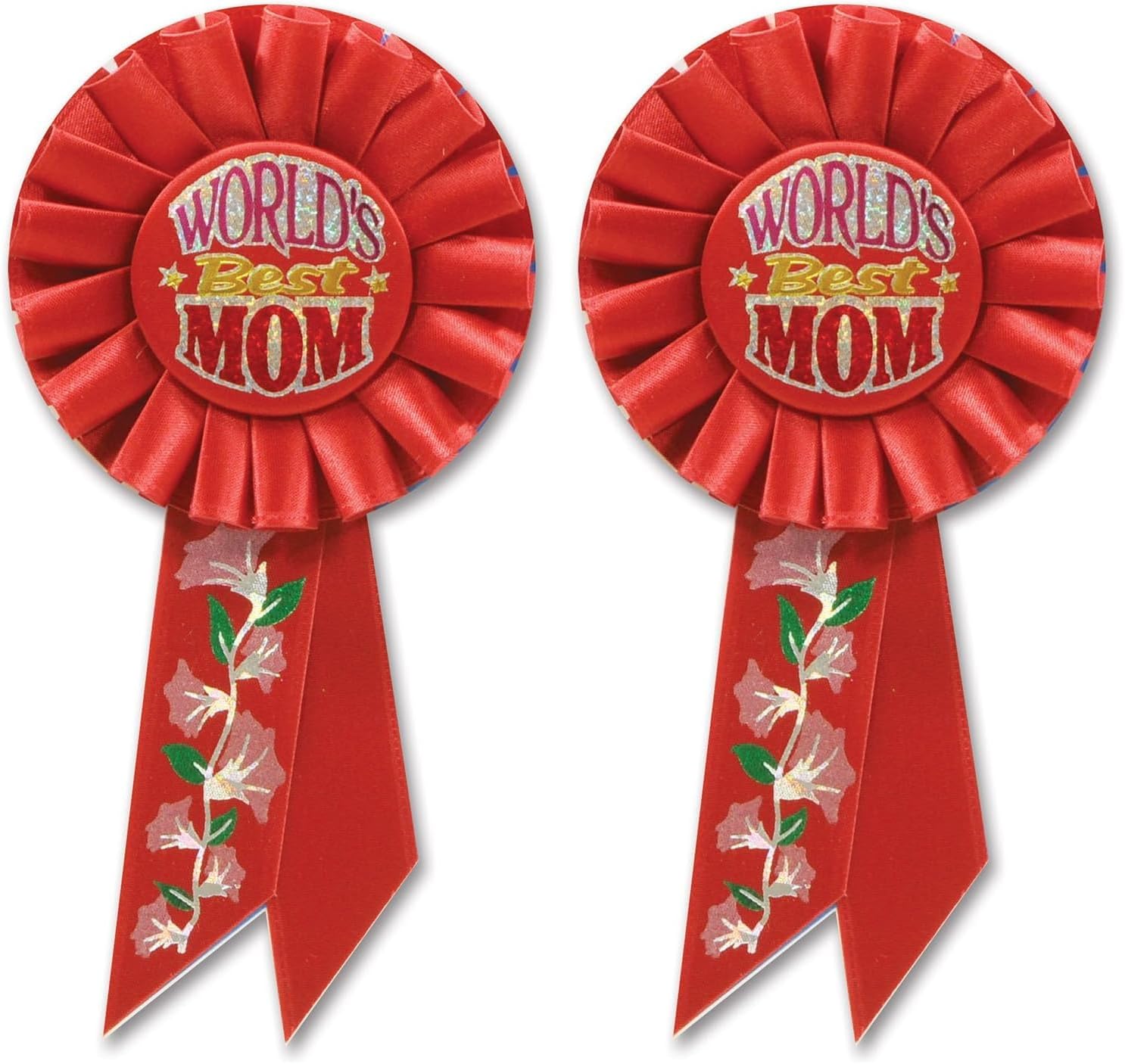 Beistle World's Best Mom Rosette, 31/4 by 61/2-Inch