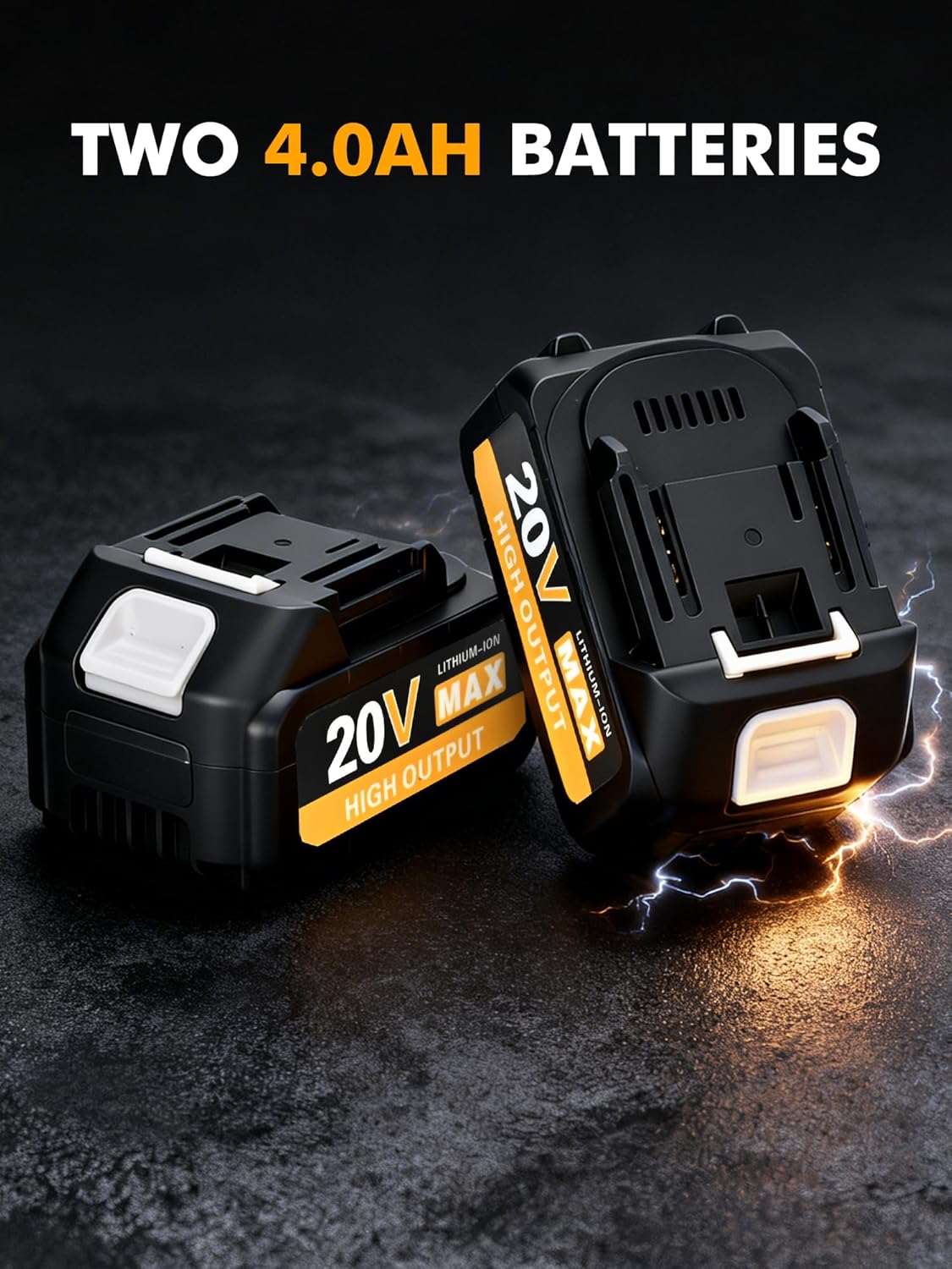 20V MAX SDS Plus Cordless Rotary Hammer Drill with 2 x 4.0Ah Batteries & Charger, 3-Mode Function for Concrete Drilling, Chiseling & Hammer Drilling, Electric Hammer for Masonry, Stone, Brick