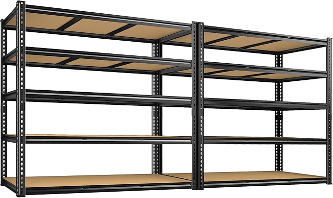ROOMFAVE 2250LBS Storage Shelves Heavy Duty 5 Tier Garage Storage Shelving, Adjustable Metal Shelving Unit Utility Rack Shelf for Warehouse,Pantry,Closet,Kitchen 72" H x 35.56" W x 16" D, Black,Gift