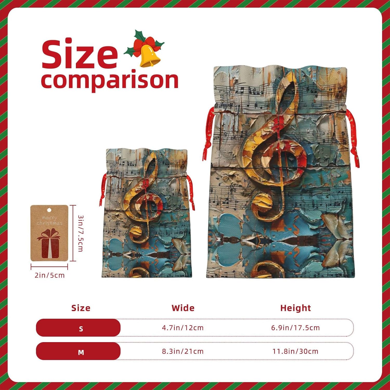 MYHSZTAH Music Notes Print Holiday Gift Bags Adorable Reusable Versatile Bags For Gifts The Accessory For Every Occasion image 4