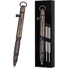 Personalized Bolt Action Pen Gift Set Free Engraved Customed Pocket EDC Brass Ballpoint Pen with 3 Refills Engravable for Personalization Office Decor PenStyle 1 - Bronze