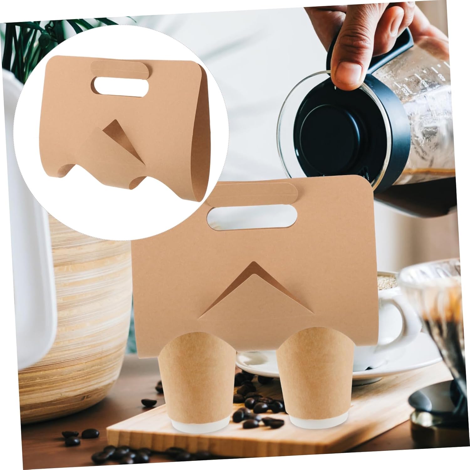 50Pcs Takeout Cup Carrier for Hot Cold Beverages Convenient Drink Holder for Coffee Juice Smoothies for Office Parties and Picnics Easy to Carry Cups