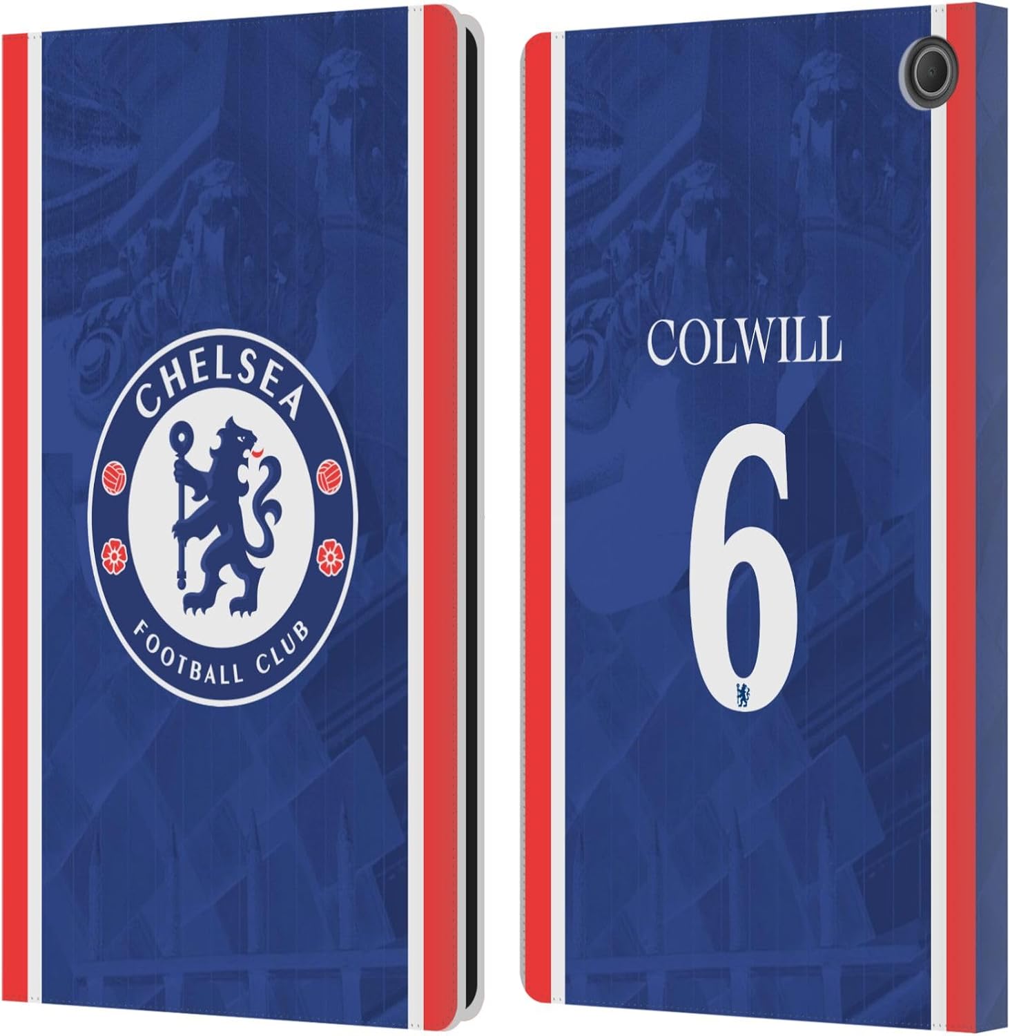 Head Case Designs Officially Licensed Chelsea Football Club Levi Colwill 2025/26 Players Home Kit Leather Flip Case Compatible with Amazon Fire Max 11 2023
