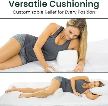 Xtra-Comfort Memory Foam Knee Pillow for Side Sleepers - Orthepedic Sciatica, Back, Under Leg, Hip and Joint Support - Pregnancy and Maternity Bolster Wedge Cushion - for Men and Women Spine Alignment