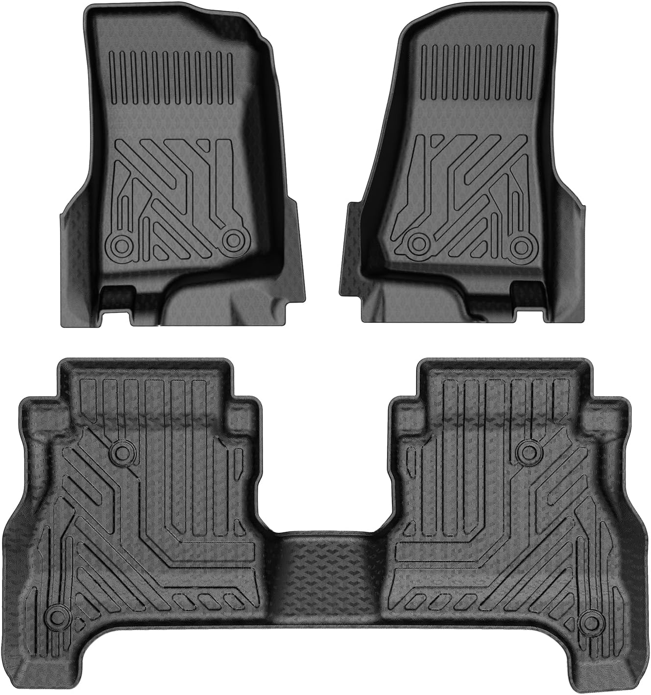 Mixsuper Liner Floor Mats for Jeep Gladiator JT 2020-2024 2025, All Weather Floor Liners for Jeep Gladiator Accessories Durable 1st and 2nd Row Set Black