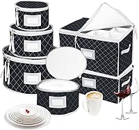 Vista 9 de VERONLY Caja de almacenamiento para copas de vino con divisores con capacidad para 24 estuches de almacenamiento de copas o recipientes de cristal