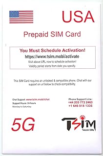 PrePaid USA SIM card. Unlimited incoming and outgoing calls/text | Ultra High Speed 5G Data allowance. Hotspot/Tethering/Internet Sharing allowed. (3GB x 2 Month)