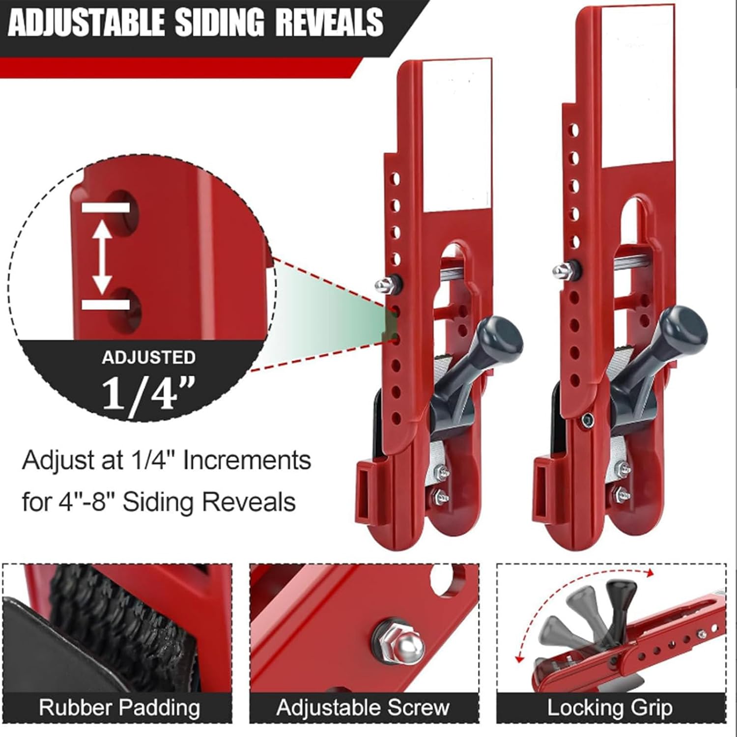 Fiber Cement Siding Installation Kit, 5-16-Inch Adjustable Lap Tool with Polycarbonate Body, Rubber Reveals Wrapped Handle, Compatible with Home Exterior Mounting, Professional