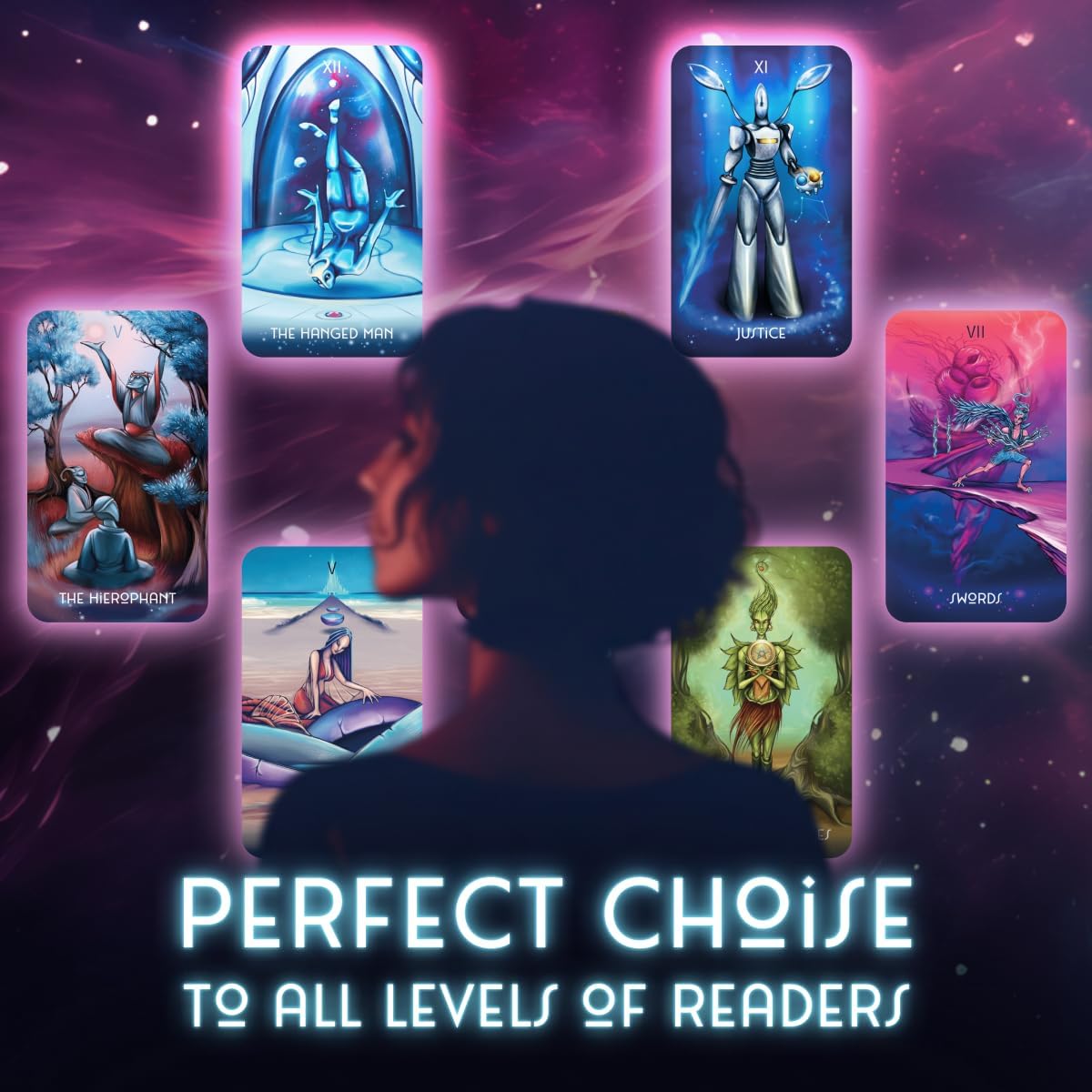 Original Starborn Arcana 78 Tarot Card Set, Unique Borderless Deck, Fortune Telling Cards, Classic Meanings with Guide Book for Beginners and Pro