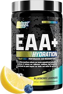 Nutrex Research EAA Hydration | EAAs + BCAA Powder | Muscle Recovery, Strength, Muscle Building, Endurance | 8G Essential Amino Acids + Electrolytes | Blueberry Lemonade 30 Servings