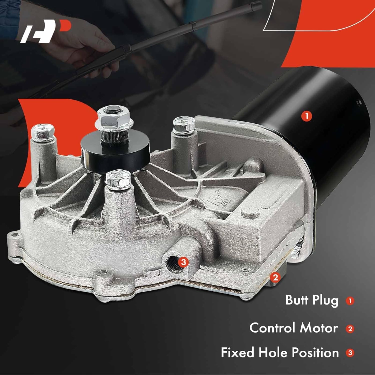 A-Premium Front Windshield Wiper Motor Compatible with Dodge & Plymouth Models - Grand Caravan/Town & Country/Caravan 1996-2000, Grand Voyager, Voyager, Mini Passenger Van, 4-Pin