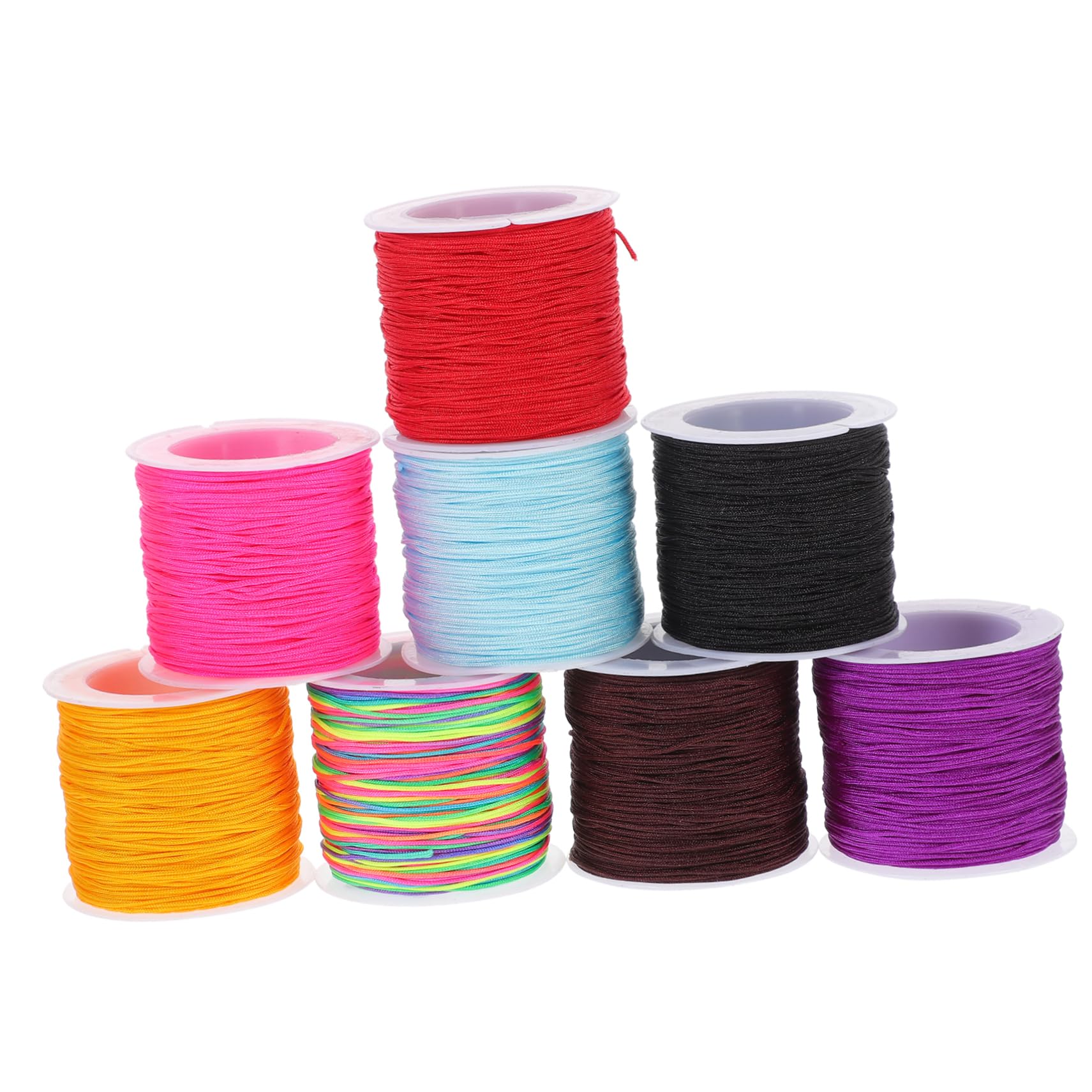 VILLCASE Cuerda Trenzada Enroscarse Kit De Cuentas De Pulsera Rosario Cordón De Pulsera Suministros De Tejer Hilo Usado De Ganchillo Hilo Para Manualidades Nylon 8 Rollos*4