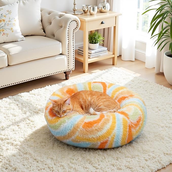 Cama Redonda para Perro Pequeño 58cm Lavable Antiansiedad miniatura 2