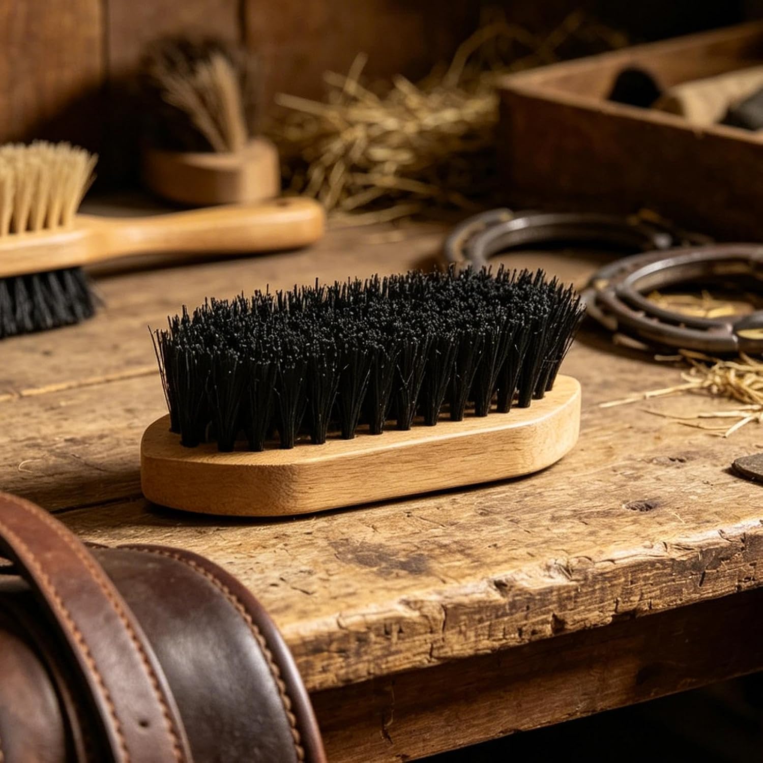Horse Brush for Shedding Wooden Livestock Hair Massage Comb | Equine Shedding Brush for Stall Stable Barn Ranch Farm Backyard Outdoor