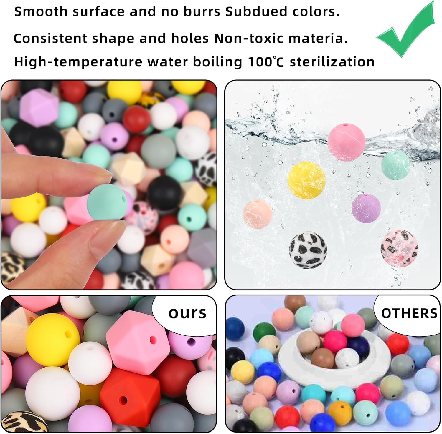 CZWZ 141pcs Silicone Beads for Keychain Making Kit 15mm 12mm Round 14mm Polygonal Silicone Loose Beads Bulk for Pens Bracelet Necklace Crafts Making image 4