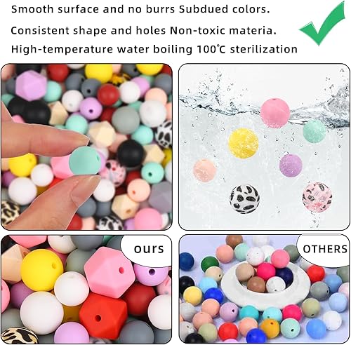 Miniatura 4 de CZWZ 141 cuentas de silicona para hacer llaveros, kit de cuentas para bolígrafos, cuentas de silicona, kit de fabricación de llaveros a granel,