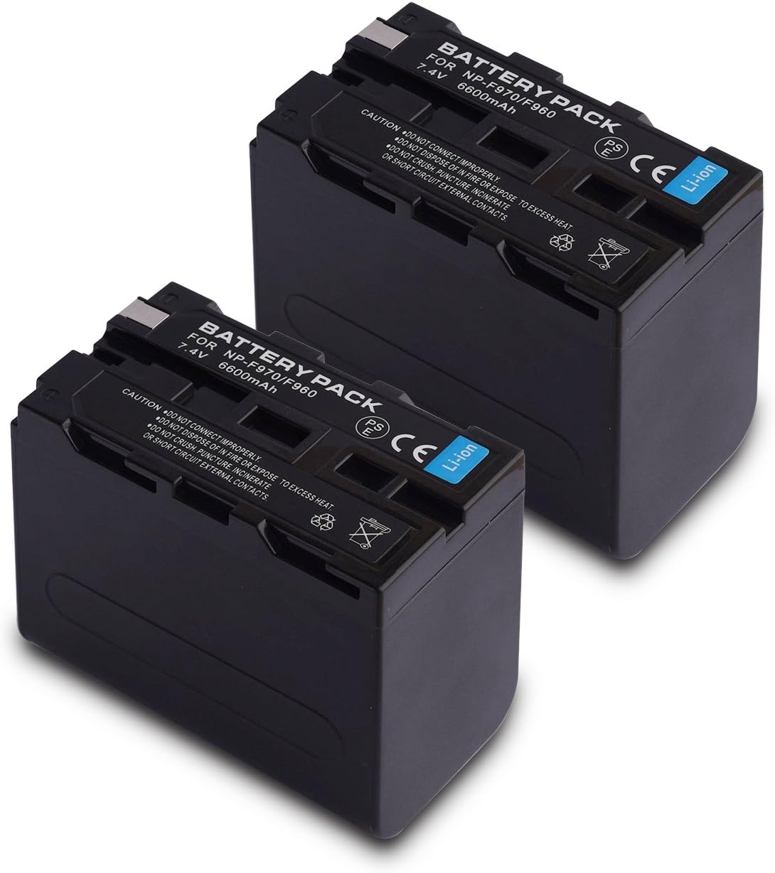 SR SUN ROOM NP F975, NP F970, NP F960, NP F950 2X Replacement Li-ion for Sony DCM-M1 MVC-CD1000 HDR-FX1 DCR-VX2100E DSR-PD190P NEX-FS700RH HXR-NX3 (Dual Battery)